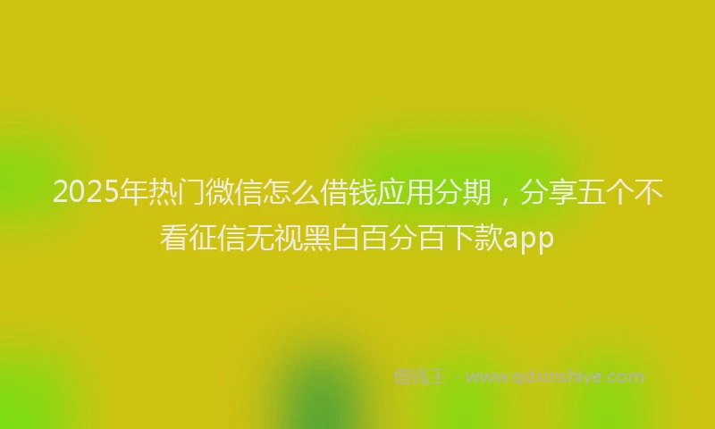 2025年热门微信怎么借钱应用分期，分享五个不看征信无视黑白百分百下款app
