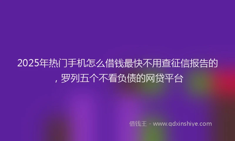 2025年热门手机怎么借钱最快不用查征信报告的，罗列五个不看负债的网贷平台
