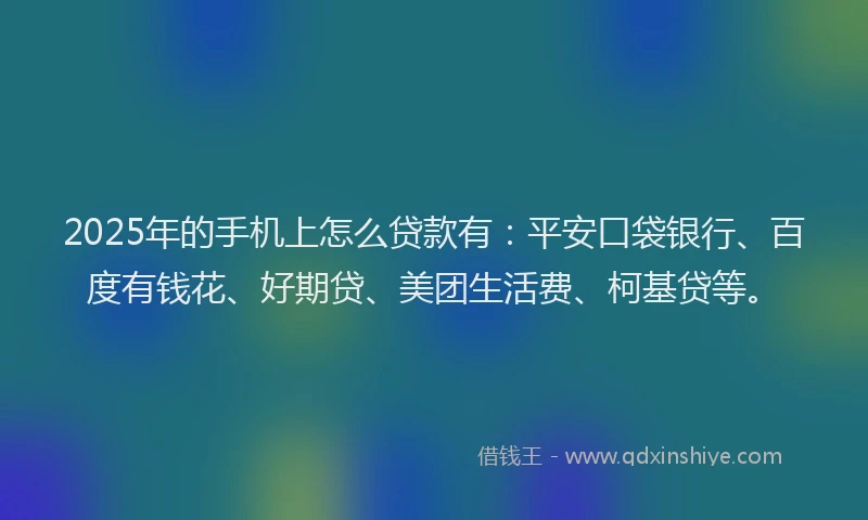 2025年的手机上怎么贷款有：平安口袋银行、百度有钱花、好期贷、美团生活费、柯基贷等。