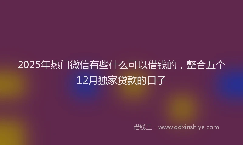 2025年热门微信有些什么可以借钱的，整合五个12月独家贷款的口子