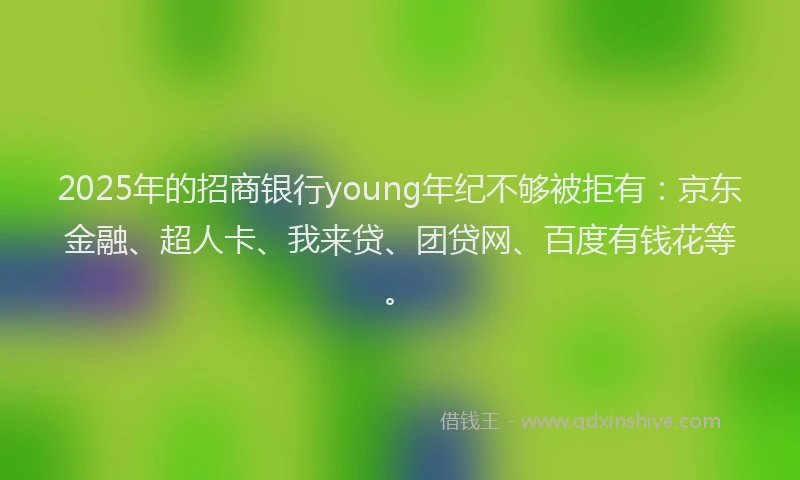 2025年的招商银行young年纪不够被拒有：京东金融、超人卡、我来贷、团贷网、百度有钱花等。