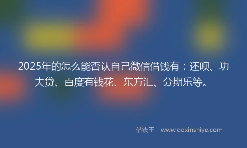 2025年的怎么能否认自己微信借钱有：还呗、功夫贷、百度有钱花、东方汇、分期乐等。