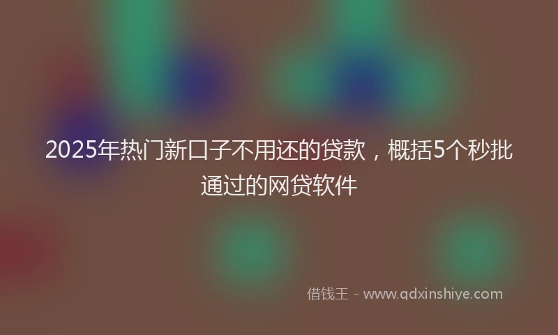 2025年热门新口子不用还的贷款，概括5个秒批通过的网贷软件