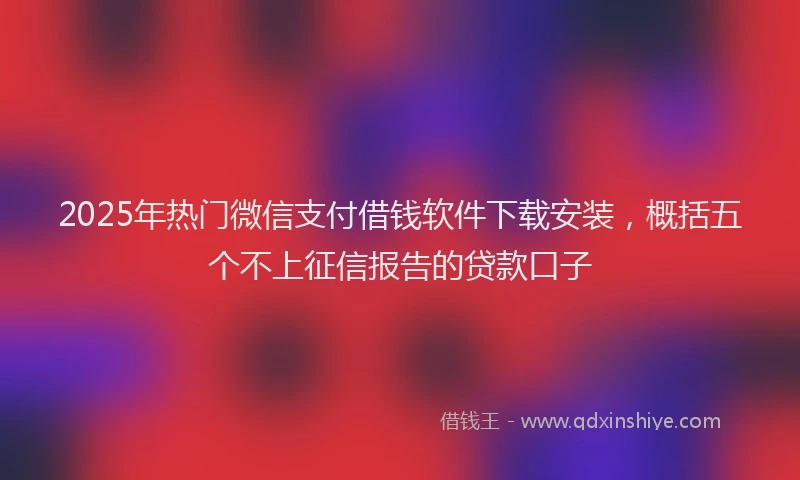 2025年热门微信支付借钱软件下载安装，概括五个不上征信报告的贷款口子