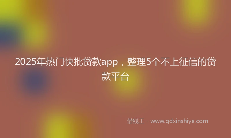2025年热门快批贷款app，整理5个不上征信的贷款平台