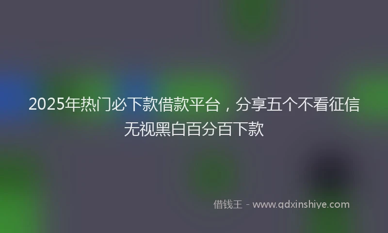 2025年热门必下款借款平台，分享五个不看征信无视黑白百分百下款