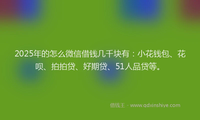 2025年的怎么微信借钱几千块有：小花钱包、花呗、拍拍贷、好期贷、51人品贷等。