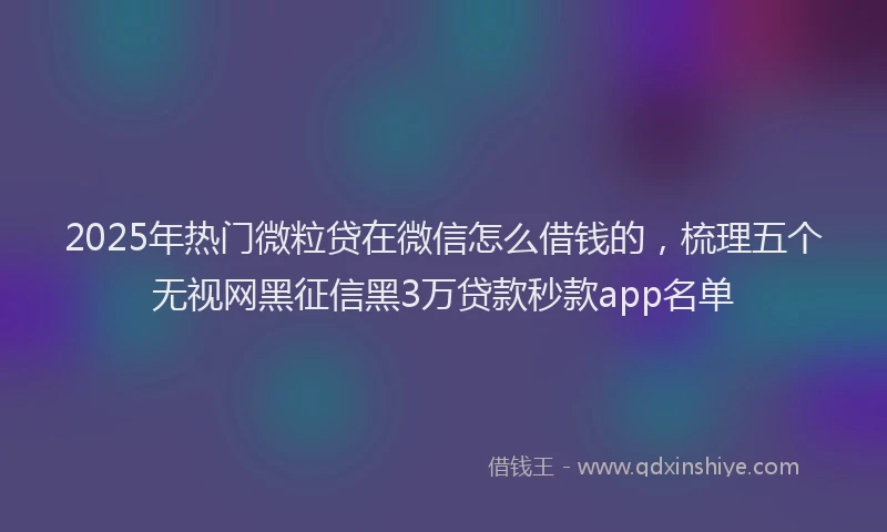 2025年热门微粒贷在微信怎么借钱的，梳理五个无视网黑征信黑3万贷款秒款app名单