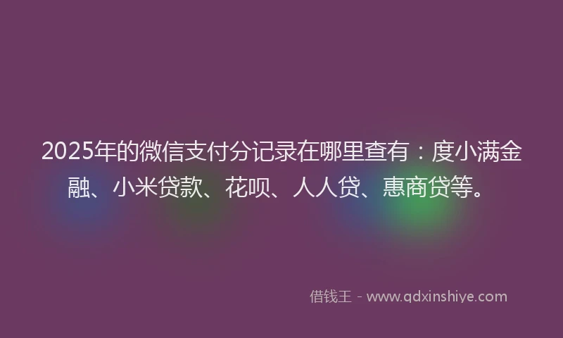 2025年的微信支付分记录在哪里查有：度小满金融、小米贷款、花呗、人人贷、惠商贷等。