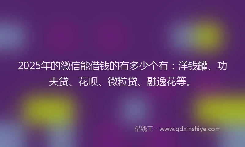 2025年的微信能借钱的有多少个有：洋钱罐、功夫贷、花呗、微粒贷、融逸花等。