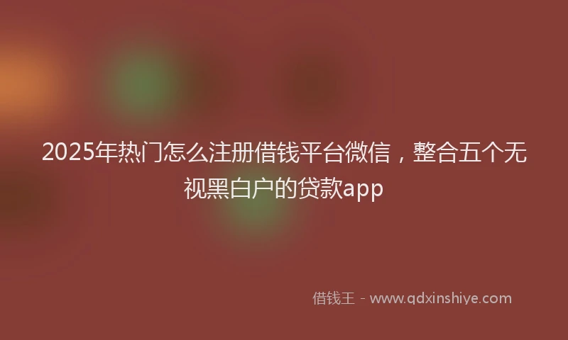 2025年热门怎么注册借钱平台微信，整合五个无视黑白户的贷款app
