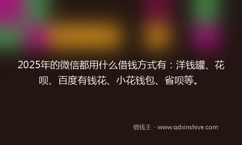 2025年的微信都用什么借钱方式有：洋钱罐、花呗、百度有钱花、小花钱包、省呗等。