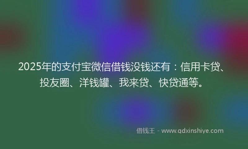 2025年的支付宝微信借钱没钱还有：信用卡贷、投友圈、洋钱罐、我来贷、快贷通等。