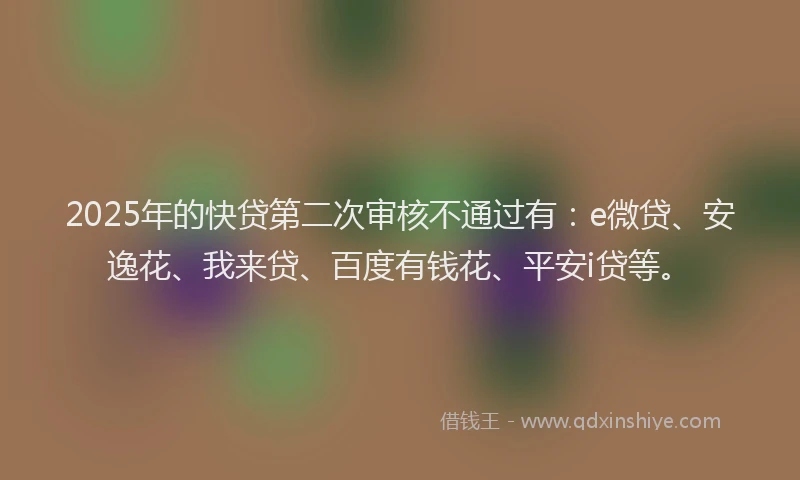 2025年的快贷第二次审核不通过有：e微贷、安逸花、我来贷、百度有钱花、平安i贷等。