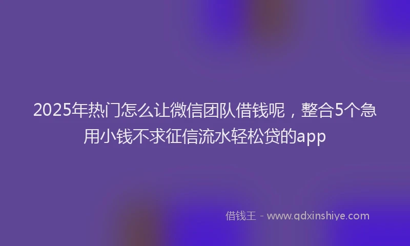 2025年热门怎么让微信团队借钱呢，整合5个急用小钱不求征信流水轻松贷的app