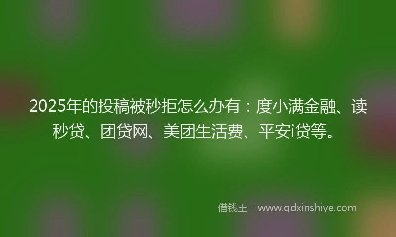 2025年的投稿被秒拒怎么办有：度小满金融、读秒贷、团贷网、美团生活费、平安i贷等。