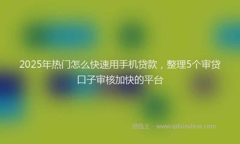 2025年热门怎么快速用手机贷款，整理5个审贷口子审核加快的平台