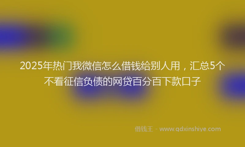 2025年热门我微信怎么借钱给别人用，汇总5个不看征信负债的网贷百分百下款口子