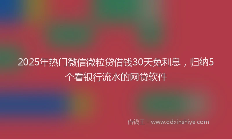 2025年热门微信微粒贷借钱30天免利息，归纳5个看银行流水的网贷软件