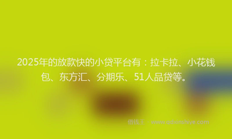 2025年的放款快的小贷平台有：拉卡拉、小花钱包、东方汇、分期乐、51人品贷等。