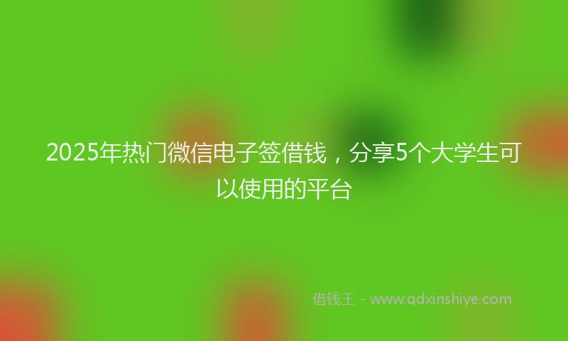 2025年热门微信电子签借钱，分享5个大学生可以使用的平台