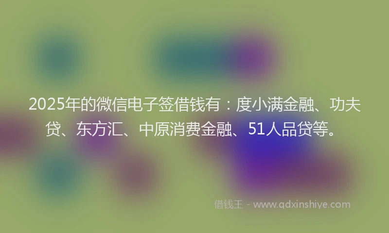 2025年的微信电子签借钱有：度小满金融、功夫贷、东方汇、中原消费金融、51人品贷等。