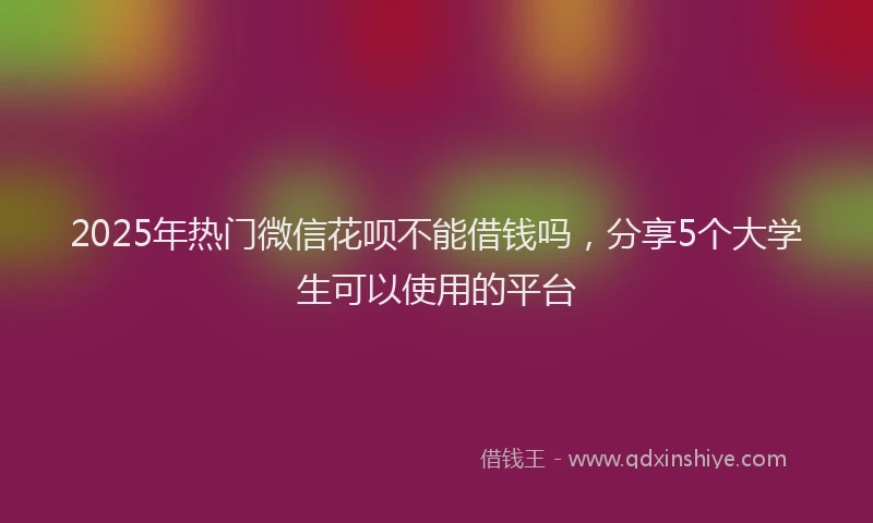 2025年热门微信花呗不能借钱吗，分享5个大学生可以使用的平台