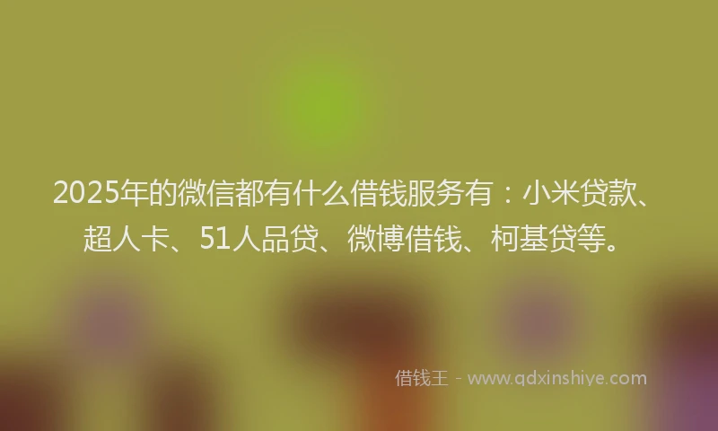 2025年的微信都有什么借钱服务有：小米贷款、超人卡、51人品贷、微博借钱、柯基贷等。