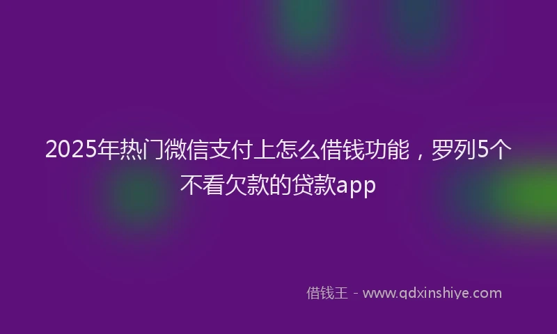 2025年热门微信支付上怎么借钱功能，罗列5个不看欠款的贷款app
