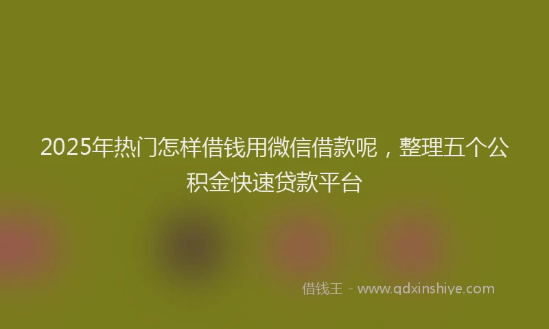 2025年热门怎样借钱用微信借款呢，整理五个公积金快速贷款平台