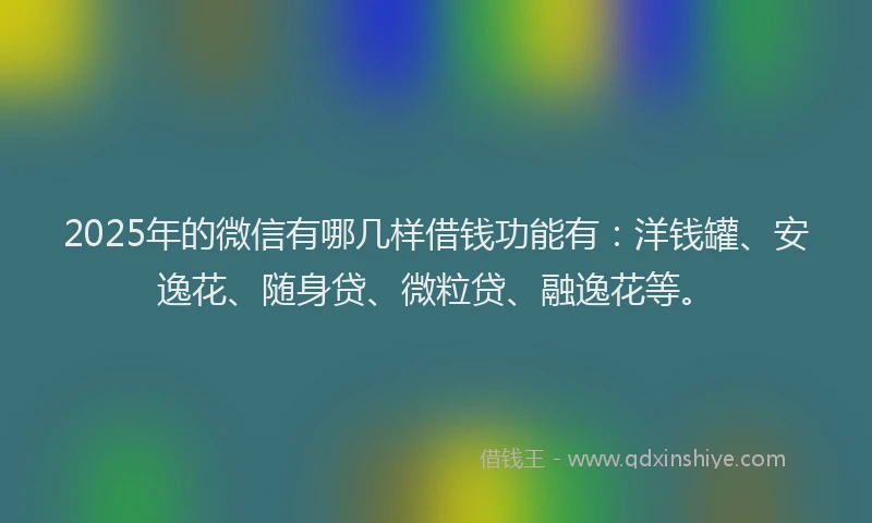 2025年的微信有哪几样借钱功能有：洋钱罐、安逸花、随身贷、微粒贷、融逸花等。