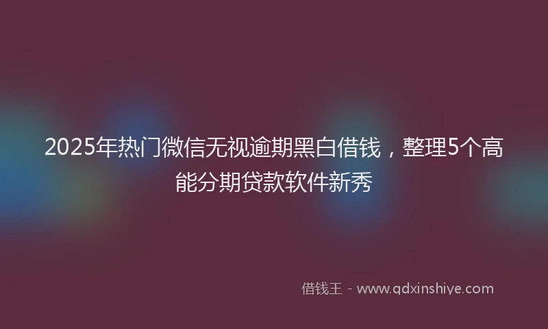 2025年热门微信无视逾期黑白借钱，整理5个高能分期贷款软件新秀