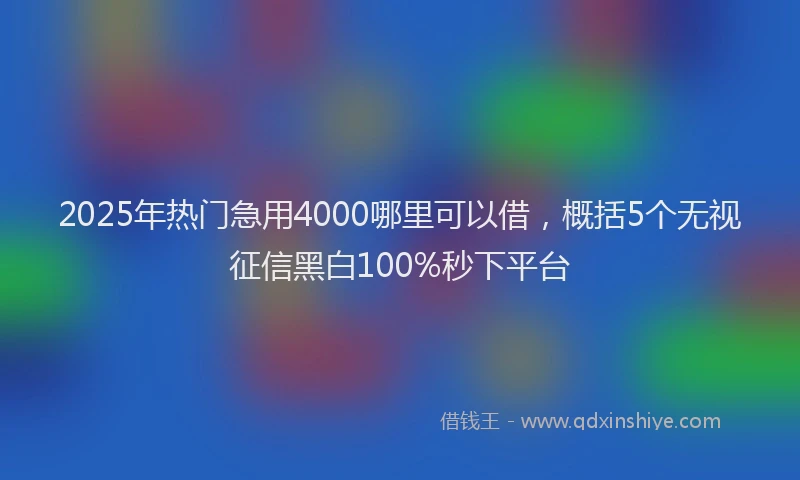 2025年热门急用4000哪里可以借，概括5个无视征信黑白100%秒下平台
