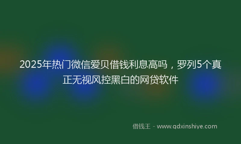 2025年热门微信爱贝借钱利息高吗，罗列5个真正无视风控黑白的网贷软件