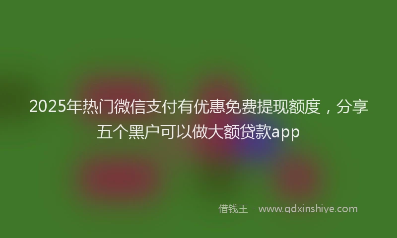 2025年热门微信支付有优惠免费提现额度，分享五个黑户可以做大额贷款app