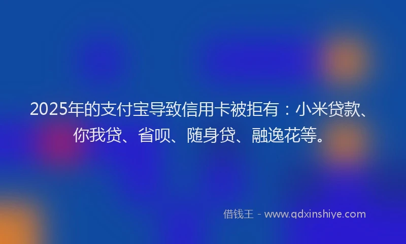 2025年的支付宝导致信用卡被拒有：小米贷款、你我贷、省呗、随身贷、融逸花等。