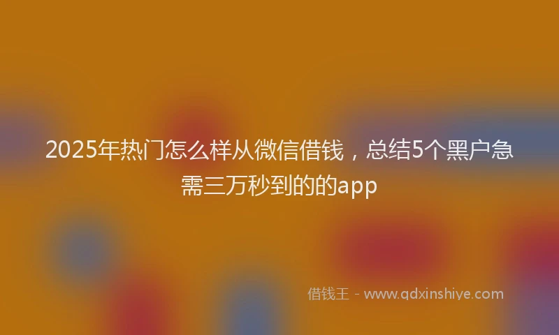 2025年热门怎么样从微信借钱，总结5个黑户急需三万秒到的的app