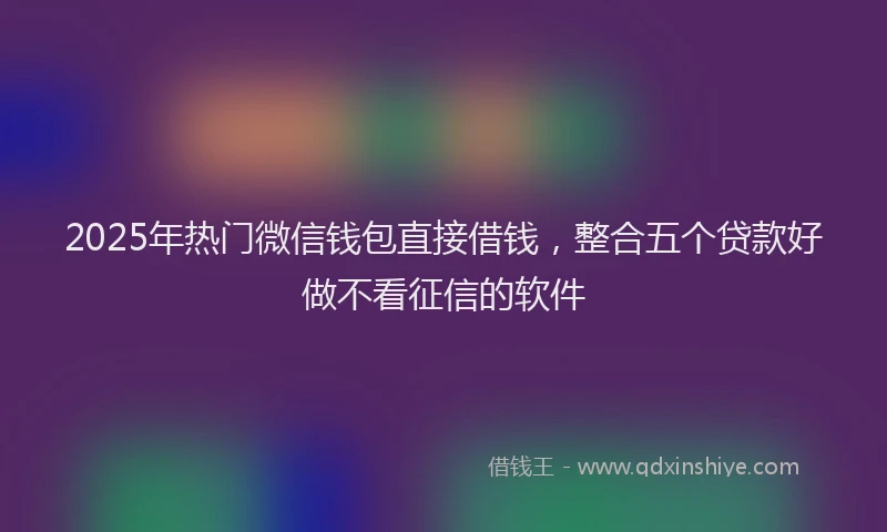 2025年热门微信钱包直接借钱，整合五个贷款好做不看征信的软件