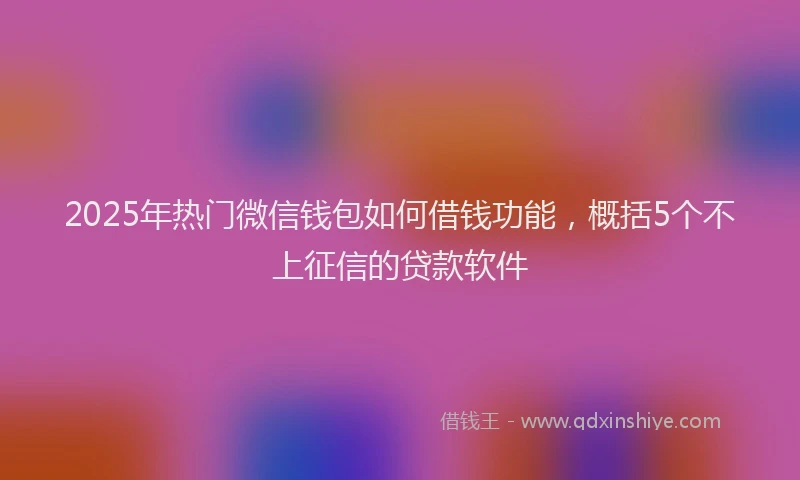 2025年热门微信钱包如何借钱功能，概括5个不上征信的贷款软件
