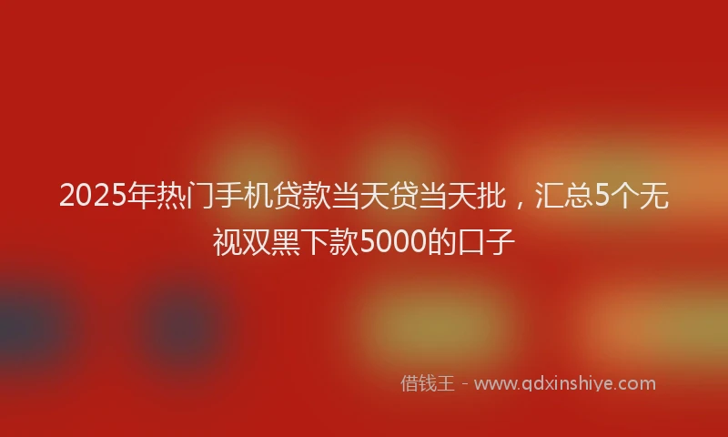 2025年热门手机贷款当天贷当天批，汇总5个无视双黑下款5000的口子