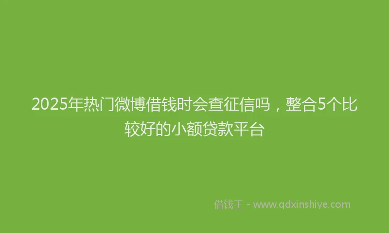 2025年热门微博借钱时会查征信吗，整合5个比较好的小额贷款平台