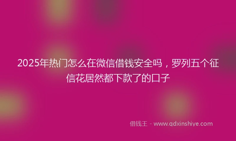2025年热门怎么在微信借钱安全吗，罗列五个征信花居然都下款了的口子
