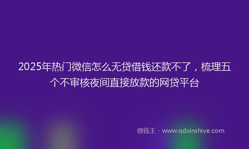 2025年热门微信怎么无贷借钱还款不了，梳理五个不审核夜间直接放款的网贷平台