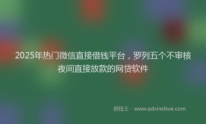 2025年热门微信直接借钱平台，罗列五个不审核夜间直接放款的网贷软件