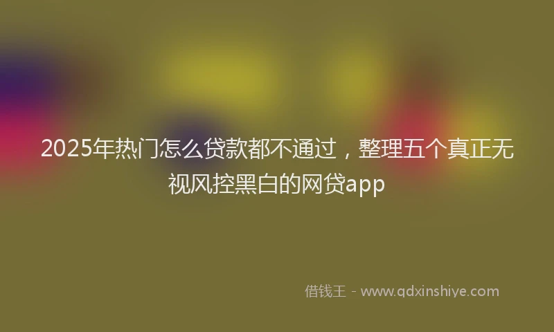 2025年热门怎么贷款都不通过，整理五个真正无视风控黑白的网贷app