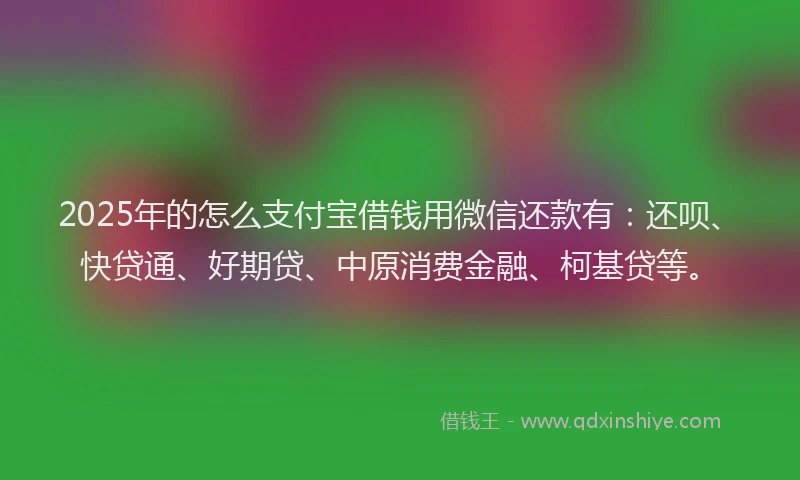 2025年的怎么支付宝借钱用微信还款有：还呗、快贷通、好期贷、中原消费金融、柯基贷等。
