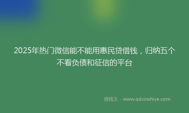 2025年热门微信能不能用惠民贷借钱，归纳五个不看负债和征信的平台