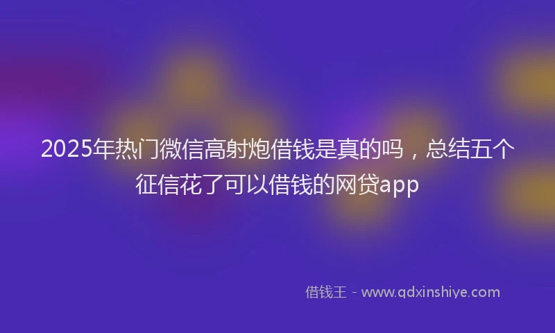 2025年热门微信高射炮借钱是真的吗，总结五个征信花了可以借钱的网贷app