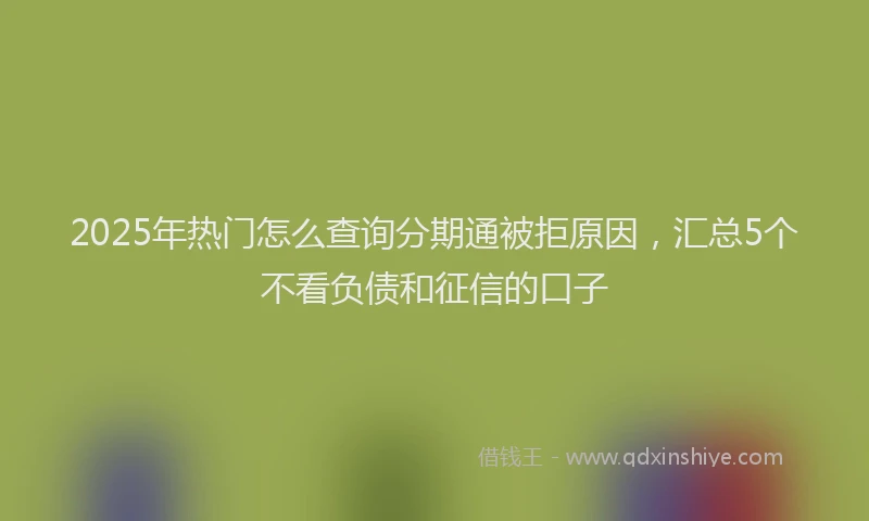 2025年热门怎么查询分期通被拒原因，汇总5个不看负债和征信的口子