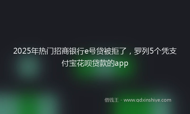 2025年热门招商银行e号贷被拒了，罗列5个凭支付宝花呗贷款的app